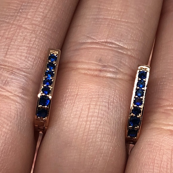 🌟 Rose Gold Blue Earrings - Picture 3 of 4